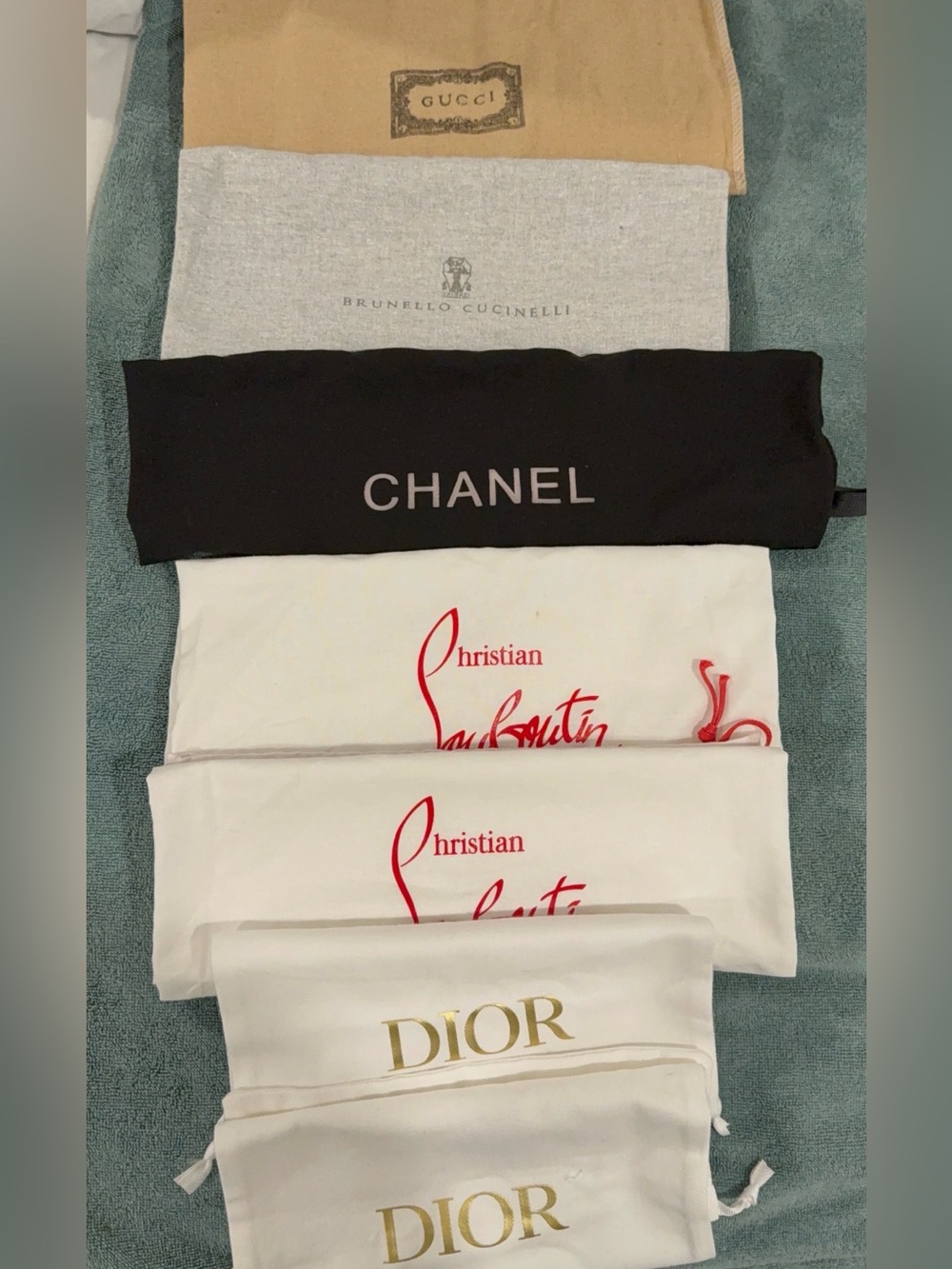 Designer Dust Bag Lot with Chanel, Dior, Christian Louboutin and more